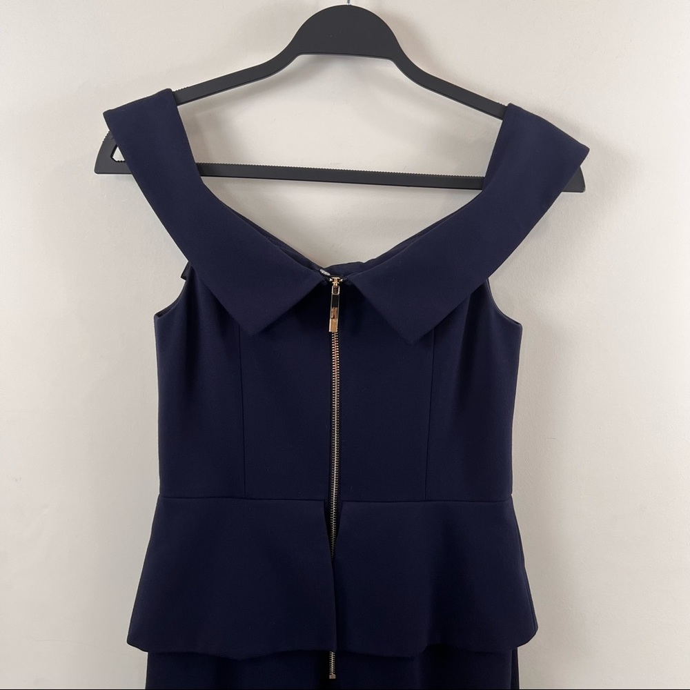 Ted Baker London Navy Off the Shoulder Bardot Fold Peplum Dress Size 2 (4/6) NEW - Picture 6 of 13